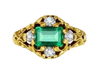 J.E Caldwell emerald cluster ring, American, late 19th Century. 