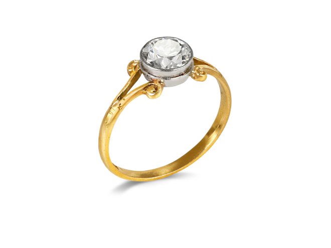 Old Cut diamond solitaire ring, early 20th Century.