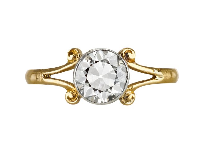 Old Cut diamond solitaire ring, early 20th Century.