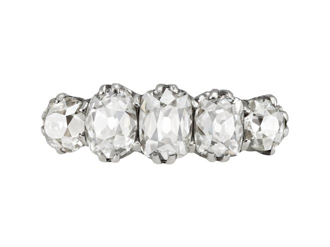 Old mine diamond five stone ring, early 20th Century.