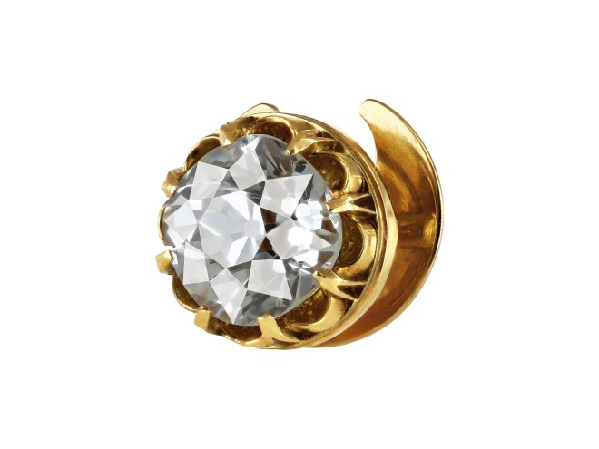 Victorian convertible old mine diamond ring/pin/shirt stud, English, 1874. 