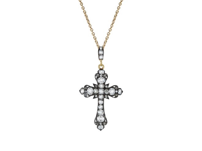 Diamond cross pendant, circa 1870.