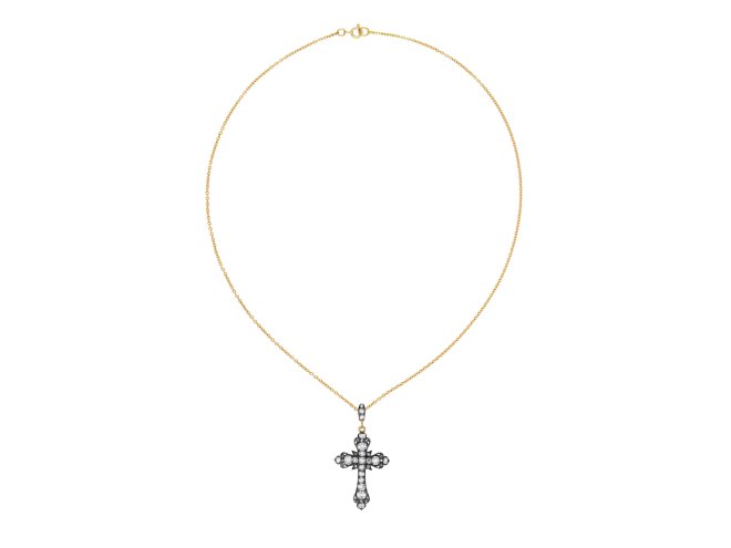 Diamond cross pendant, circa 1870.