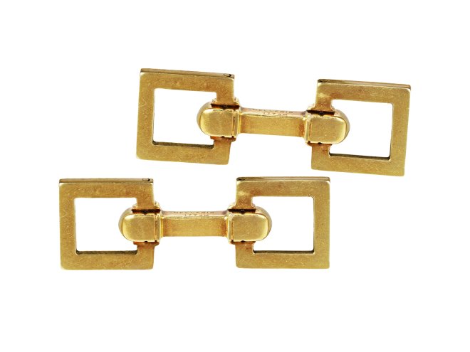 Mauboussin gold cufflinks, French, mid 20th Century.