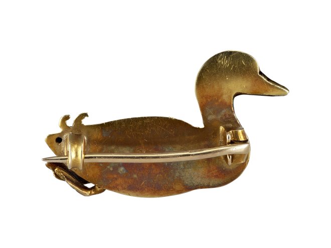 Victorian enamelled duck brooch, circa 1890.