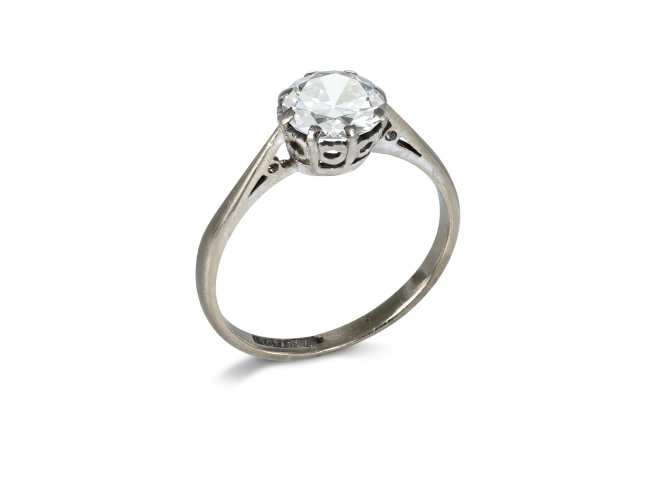 Old cut diamond solitaire ring, early 20th Century. 
