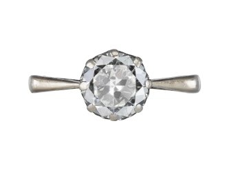 Old cut diamond solitaire ring, early 20th Century. 