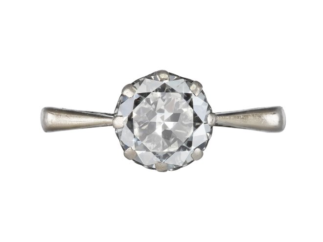 Old cut diamond solitaire ring, early 20th Century. 