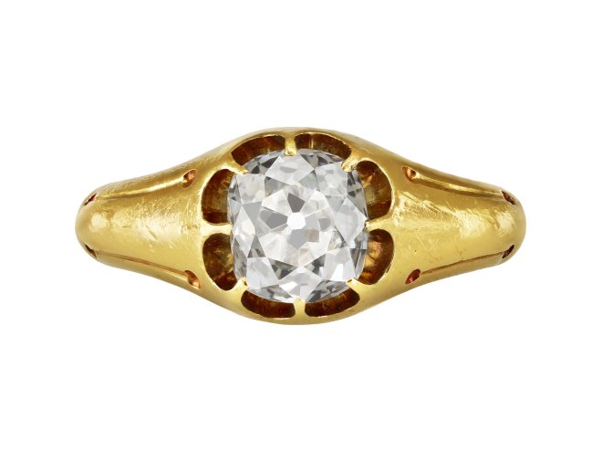 Old mine diamond solitaire ring, circa 1890.