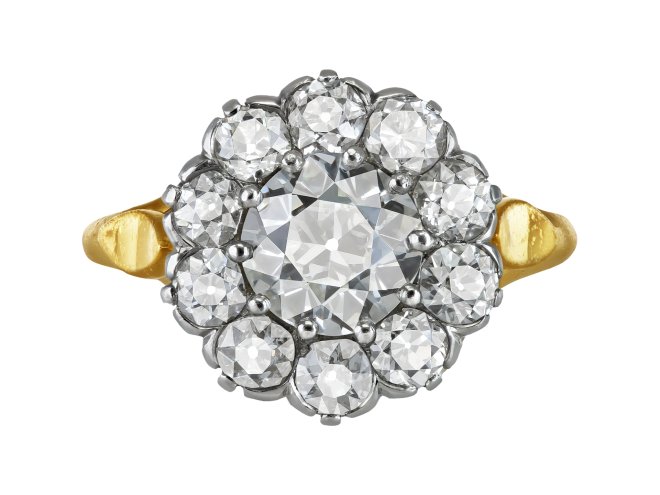 Diamond coronet cluster ring, early 20th Century.