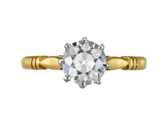Old mine diamond solitaire ring, early 20th Century.