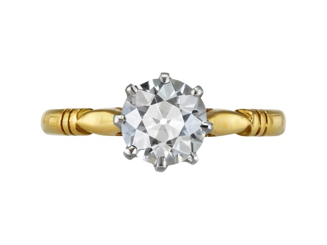 Old mine diamond solitaire ring, early 20th Century.