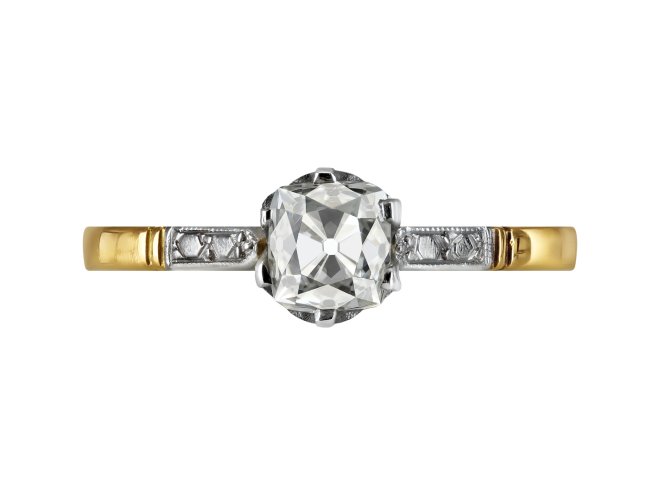 Edwardian old mine diamond solitaire ring, early 20th Century. 