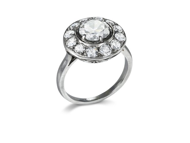 Diamond target ring, early 20th Century. 