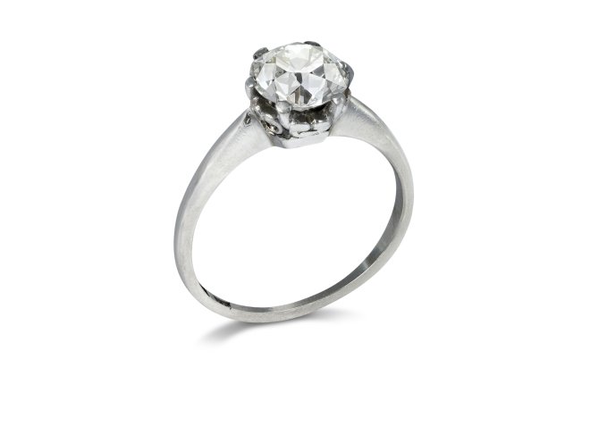 Old cut diamond solitaire ring, French, circa 1920.