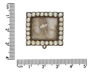 size view Georgian pearl hair brooch with locket back opening.circa 1770 berganza hatton garden