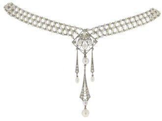 Belle Époque pearl and diamond sautoir, circa 1905.