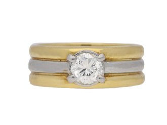 Contemporary solitaire diamond ring.