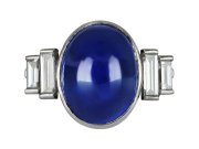 Art Deco Ceylon sapphire and diamond ring, circa 1935.
