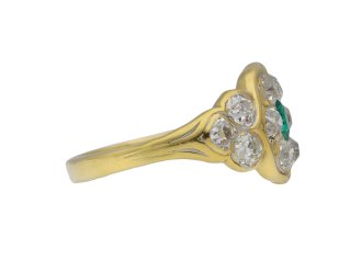 Victorian emerald and diamond cluster ring, circa 1870.