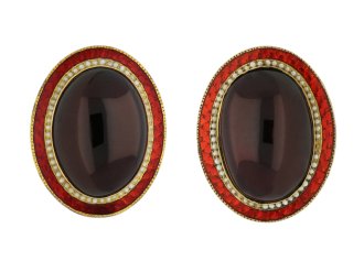  vintage garnet enamel gold earrings hatton garden berganza