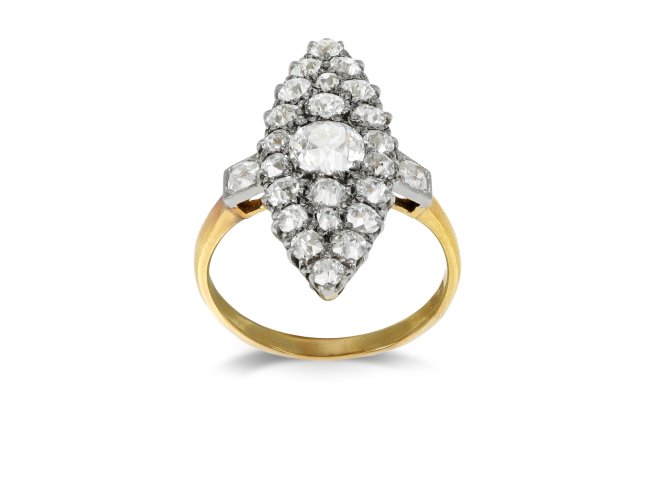 Victorian diamond cluster ring, circa 1900.