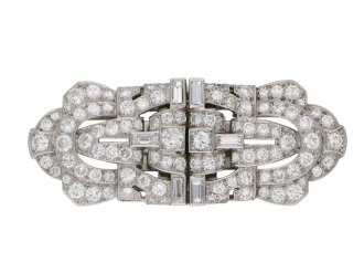 Diamond double clip platinum brooch berganza hatton garden