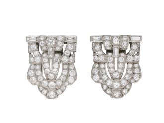 Diamond double clip platinum brooch berganza hatton garden