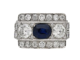 Sapphire and diamond cluster ring, Swedish, 1965. 
