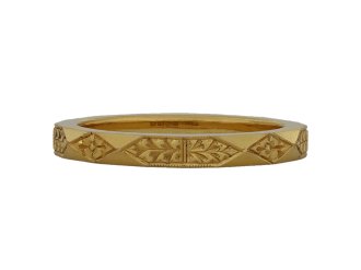 Vintage yellow gold wedding band, English, 1953.