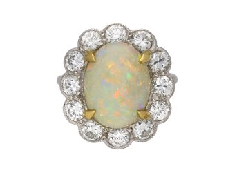 Opal and diamond coronet cluster ring berganza hatton garden