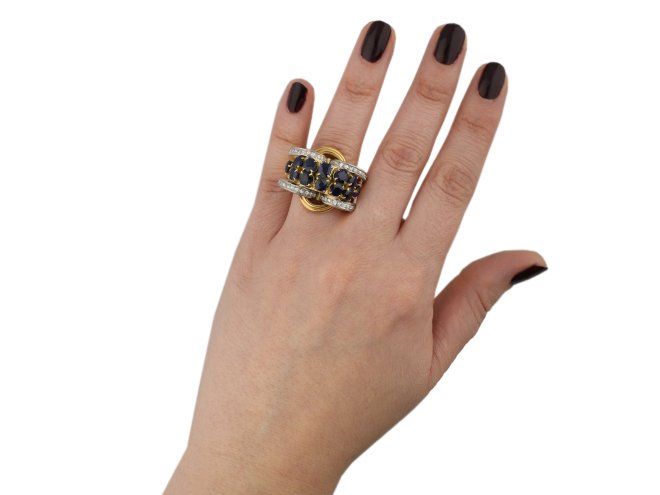 Sapphire and diamond cocktail ring berganza hatton garden
