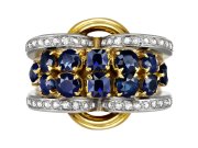 Sapphire and diamond cocktail ring, French, circa 1945.
