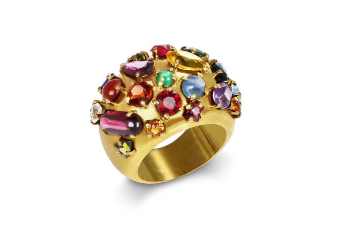 Multi gem cluster ring, circa 1950.