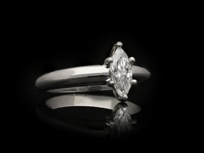Marquise shape diamond solitaire ring