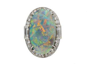 Black opal and diamond cluster ring hatton garden