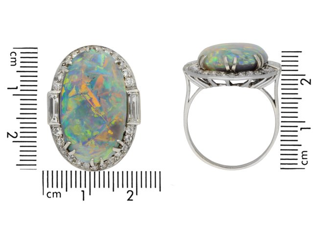 Black opal and diamond cluster ring hatton garden