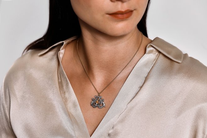 Victorian Topaz and diamond pendant, circa 1880.