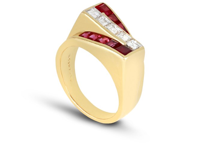Oscar Heyman Brothers ruby and diamond ring, American, circa 1940.