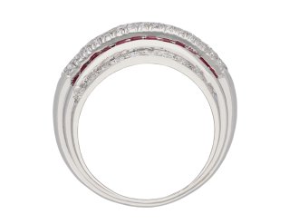 Diamond and ruby cocktail ring, circa 1945. Hatton Garden