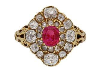  Antique ruby diamond cluster ring berganza hatton garden