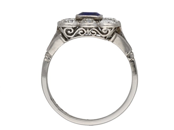 Antique sapphire diamond cluster ring berganza hatton garden
