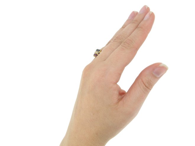 Antique ruby sapphire diamond ring berganza hatton garden