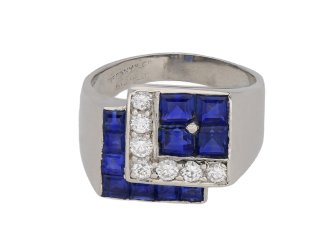 front view tiffany diamond sapphire ring hatton garden berganza