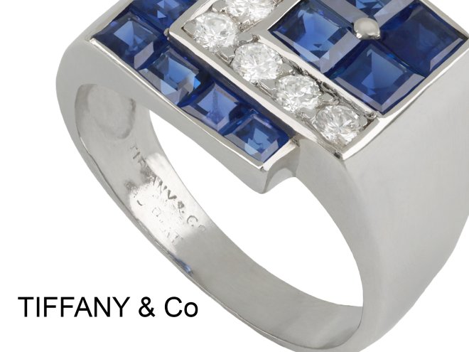 Tiffany & Co. sapphire and diamond ring, American, circa 1935.