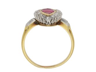 Ruby and diamond marquise cluster ring berganza hatton garden