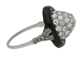 Art Deco diamond and onyx cluster ring, circa 1925.