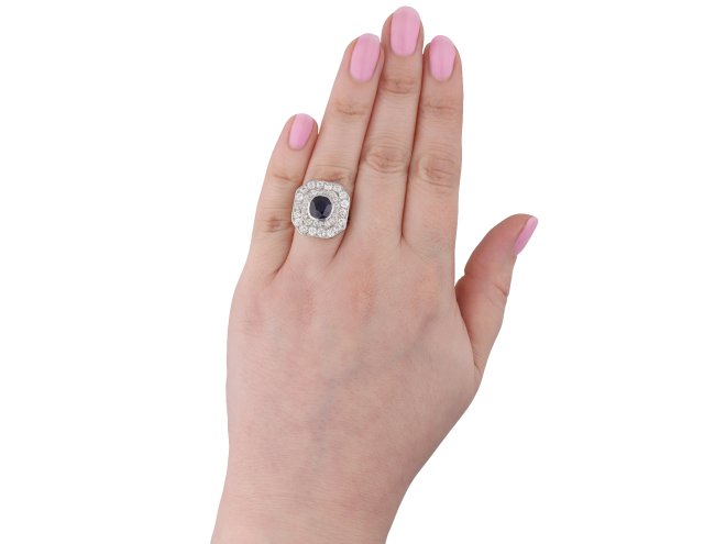 Edwardian sapphire and diamond cluster ring hatton garden
