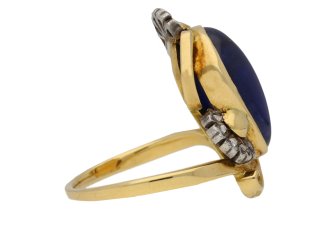 Art Nouveau Burmese sapphire diamond ring, circa 1900.