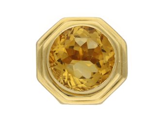Fred of Paris solitaire citrine ring, circa 1970. 